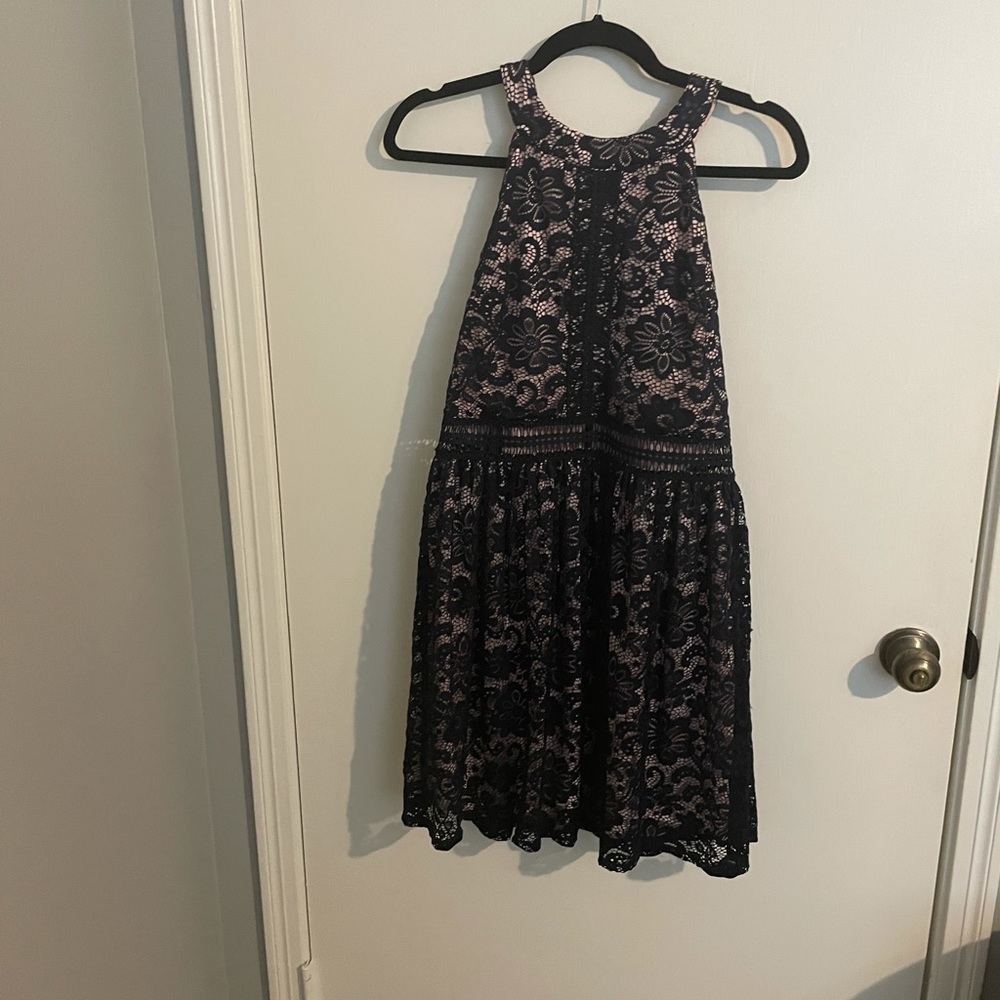 navy blue lace dress with liner